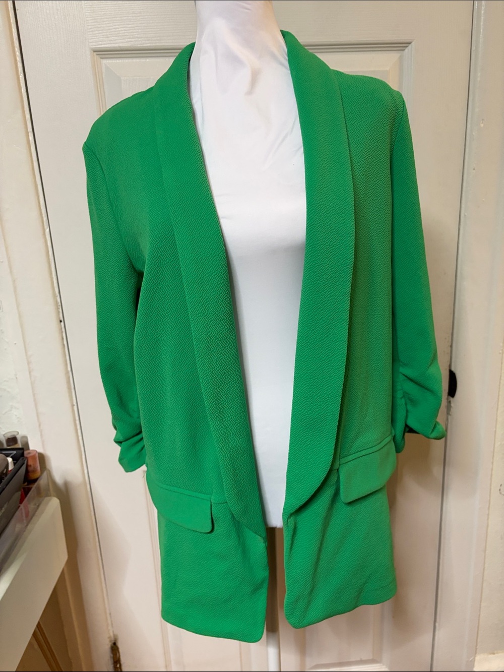 Bar III Bright Green Open-Front Blazer